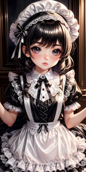 Satin Maid Outfit with Ribboned Apron and Mob Cap - v1.0