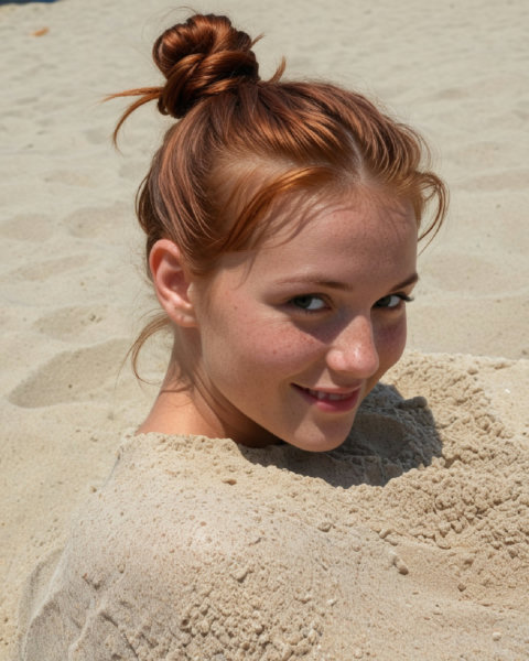 Buried up to Head in Sand - SDXL