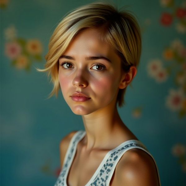 Short hair blond girl sports and office wear - v2.0