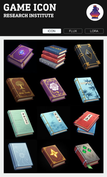 Game icon research_book_Lora - Flux1.0