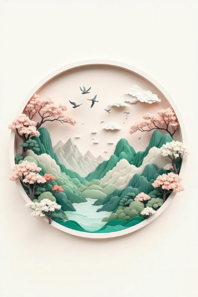 DR_Chinese-Style Landscape Paper-Cutting_Scenery Scene Generation - v1.0