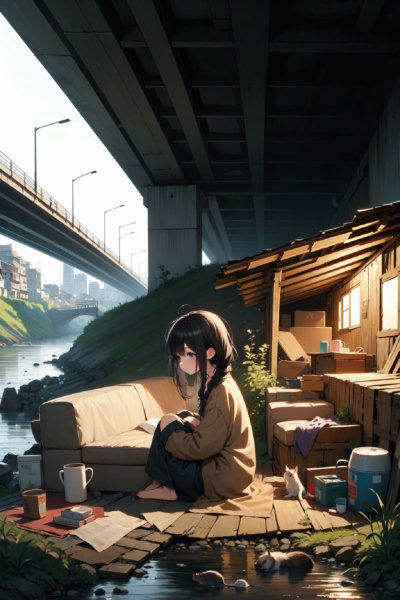 girl hate shack under bridge - SD 1.5