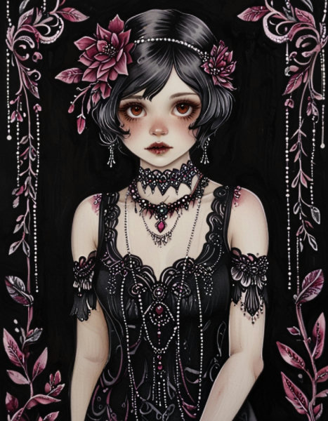 Gothic Pink Floral - X09_a1