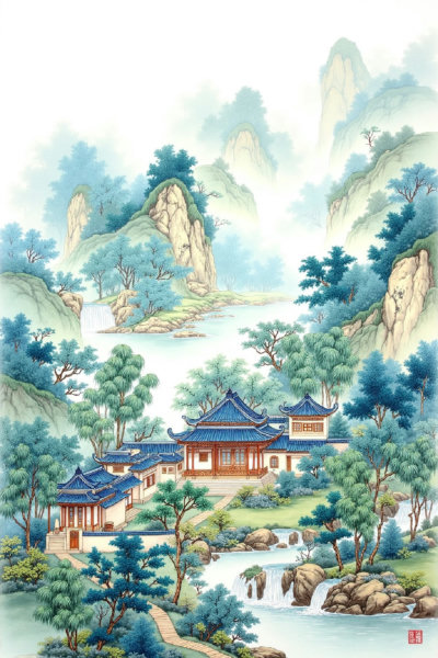 DR_Chinese-Style Landscape Painting_Ancient Architecture Scene Generation - v1.0