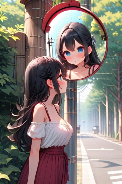 girl like convex mirror / traffic mirror - SD 1.5