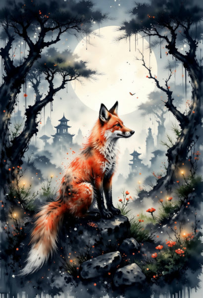 Japanese Ink-Wash & Watercolor Fusion for Fantasy Art - V1